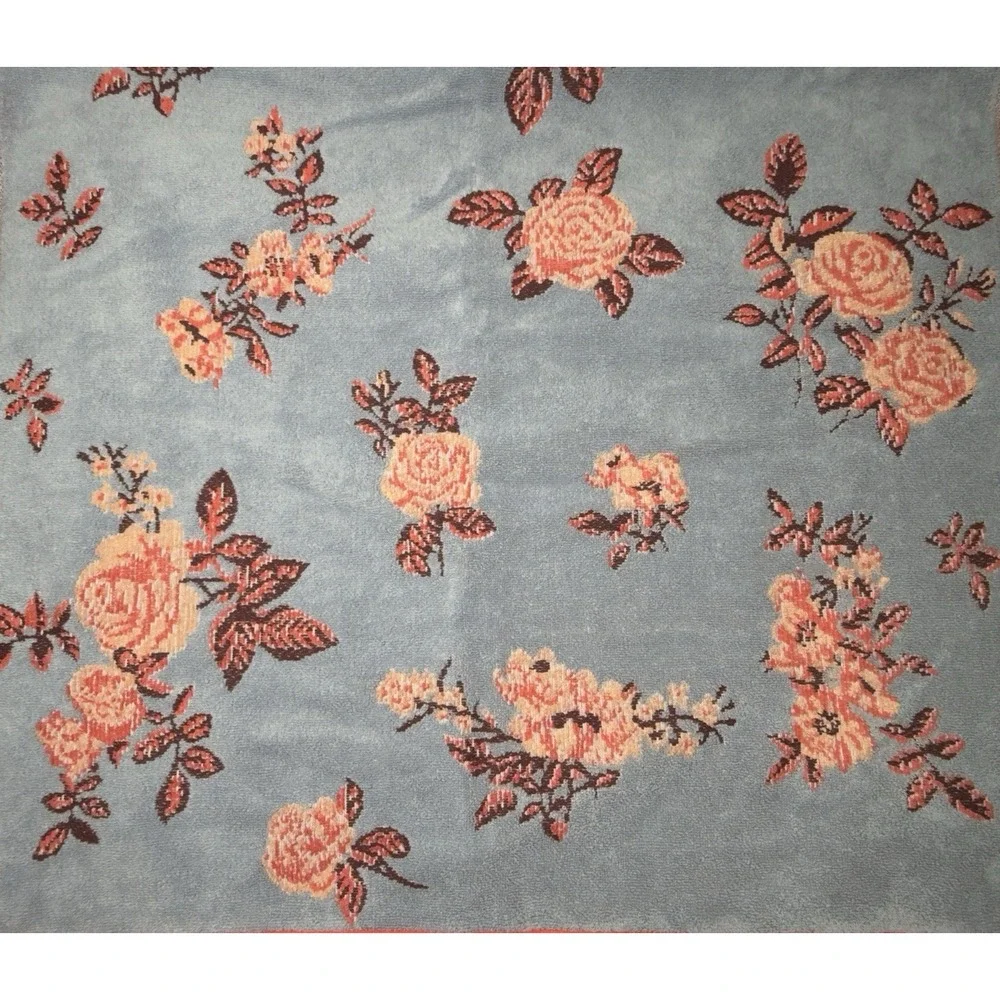 Anthropologie Towel Set Floral Blue Coral Plush Cotton Anthro Bathroom Decor